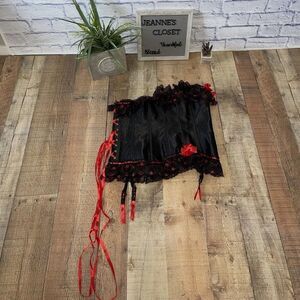 Black Red Corset Lace Lingerie Sz 2X Goth Steampunk